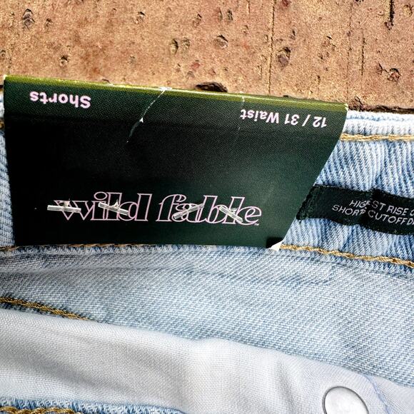 Wild Fable Women's Blue Solid High Rise Denim Cut Off Jeans Shorts Size 12 NWT - Picture 3 of 4